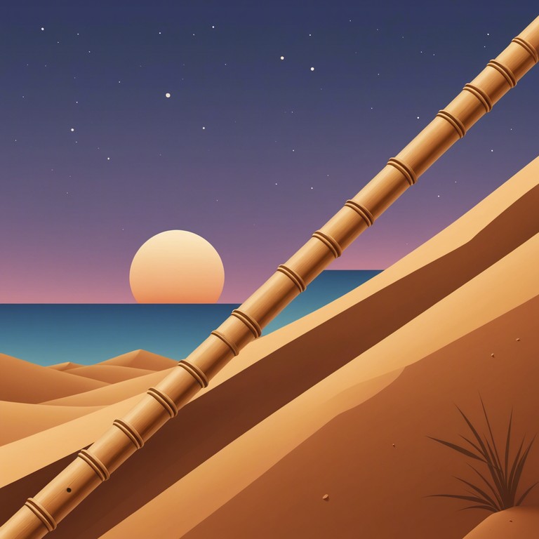 This alternative version focuses more on the serenity and profound quietude of desert landscapes, utilizing the soothing tones of the bamboo flute to encapsulate the essence of peace and introspection found in remote, untouched places.