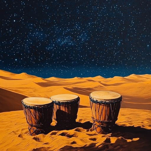 A captivating instrumental piece combining traditional african percussion with ambient textures, creating a mesmerizing afrobeat journey that evokes images of desert landscapes and mystical experiences.