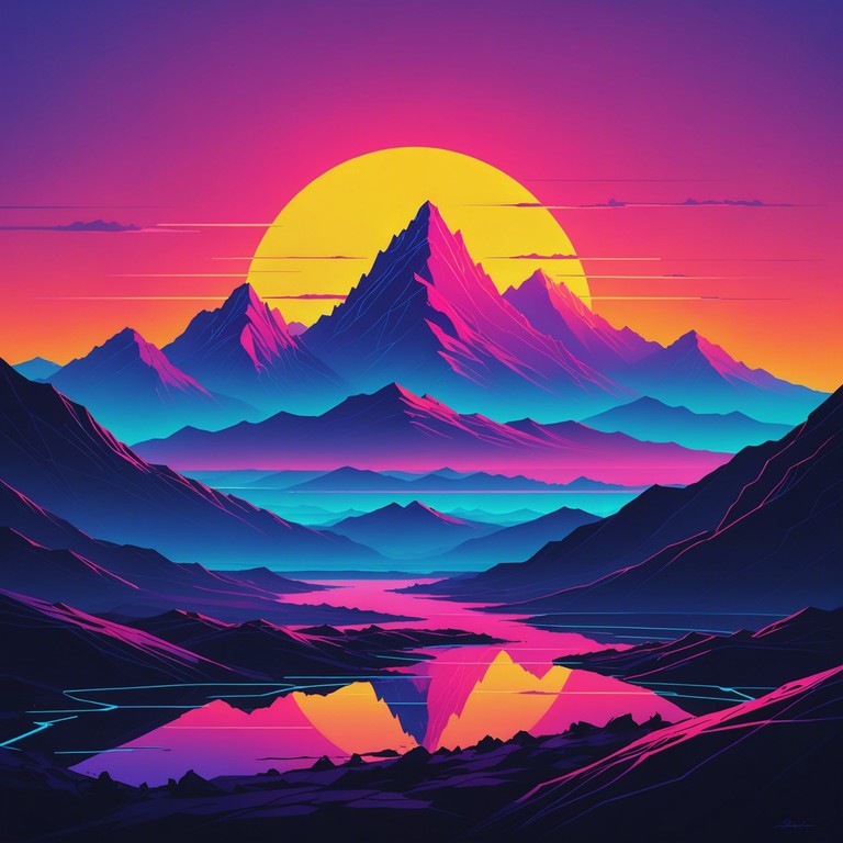 Imagine a vivid soundscape where classic rock meets the shimmering neon lights of a futuristic cityscape. This upbeat track combines the raw energy of electric guitar riffs with the synthetic, pulsating beats of electronica, creating a feeling of driving through a radiant, digital world as the sun rises over surreal, glowing mountains.