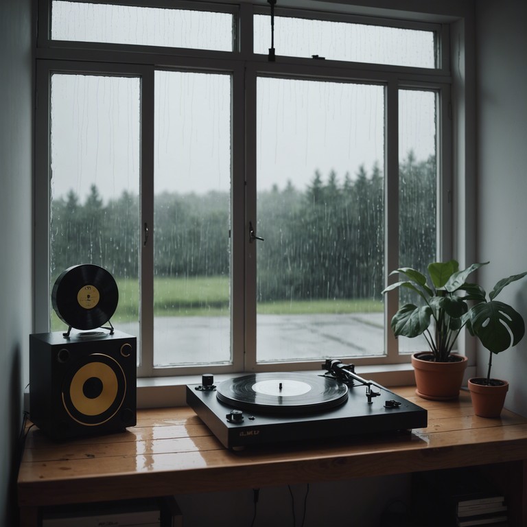 Imagine a cozy evening with rain tapping gently on the window, while an old vinyl record plays soft, nostalgic melodies in the background. The track is filled with the warmth of lo fi beats, intertwining with the natural sound of rain, each pop and hiss from the record adding layers of tranquility and a touch of wistfulness. The song evokes a strong sense of nostalgia as it takes you back to simpler times, with each note cradling memories like pages in a faded photo album.