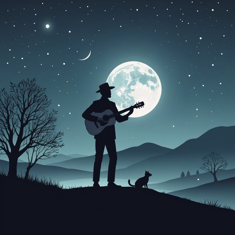 A mesmerizing instrumental piece featuring a classical guitar, beautifully bringing to life the essence of a troubadour's heartrending tales during crisp midnight hours. Set under the stars, this composition reflects a journey of introspection and confident storytelling expressed through precise and soulful strums.