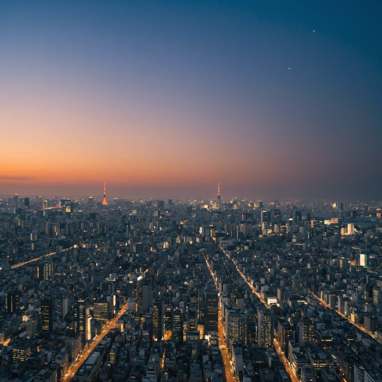 Imagine cruising through the streets of tokyo at night, lights blurring past as this energetic and infectious j pop tune plays, combining electronic beats with a playful shamisen twist, embodying the dynamic and futuristic spirit of the city.