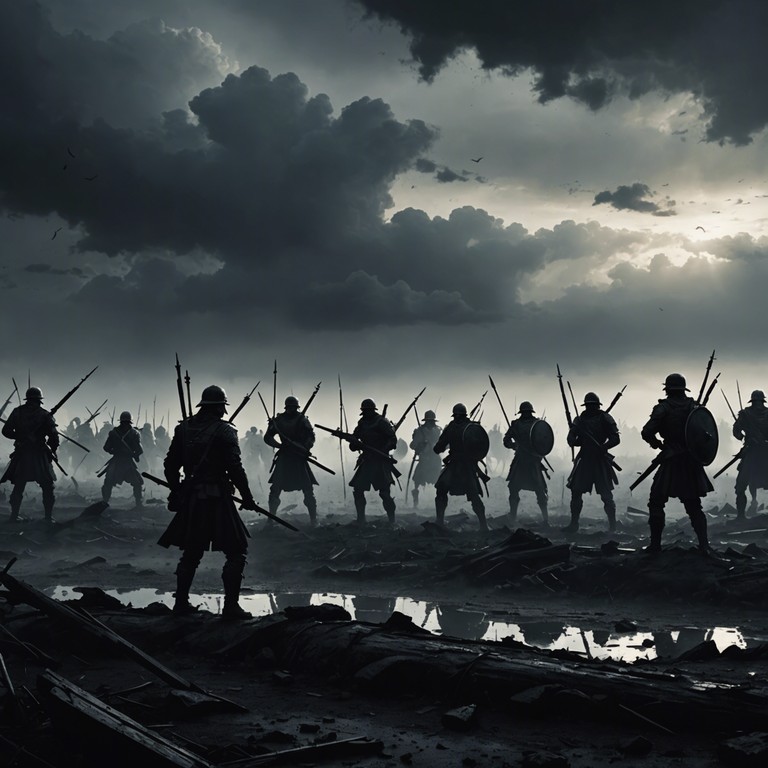 This track captures the essence of an epic battle in norse mythology, featuring thunderous guitar riffs that echo the clang of swords and the roar of warriors. The piece progresses through escalating tensions, mimicking the volatile nature of ancient battles, culminating in a dramatic, triumphant climax.