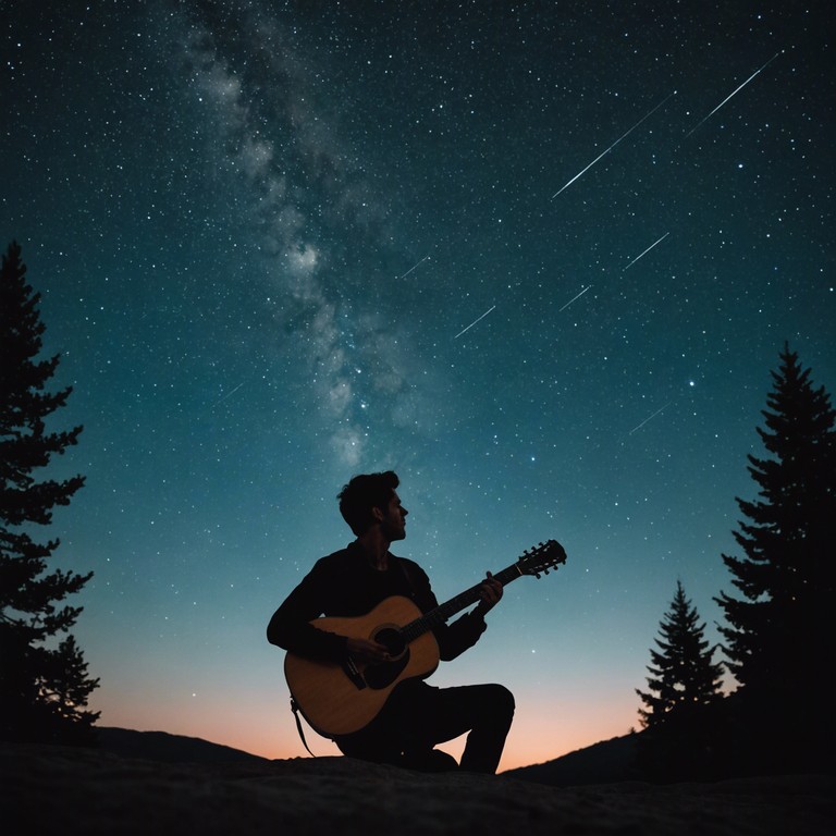 A gentle and haunting folk melody evokes the tranquil and serene beauty of a starlit night in a rural landscape. The subtle elegance of the composition captures the essence of nature's quiet whispers amidst the darkness, creating an atmosphere of introspective solitude and peaceful calm.