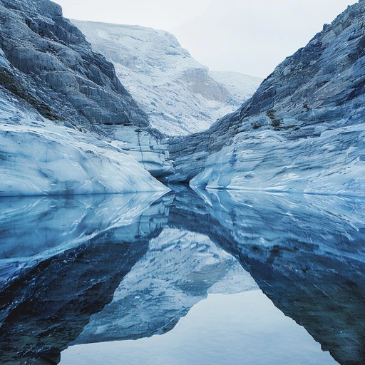 Delicate, shimmering synth pads and eerie, reverb-drenched piano notes echo through a vast, icy landscape. Occasional distant, mournful cello swells and crystalline wind chime accents add to the ethereal atmosphere, evoking a sense of isolation and introspection amidst a frozen, otherworldly expanse.