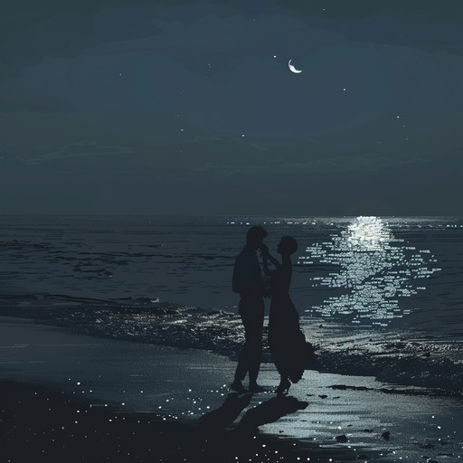 A romantic cumbia song capturing the serene mood of lovers dancing under a starlit sky on a sandy beach. The harmonious blend of traditional cumbia rhythms with a soft maraca backdrop evokes feelings of love and connection.