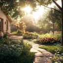 experience serenity in a sunlit, peaceful garden afternoon