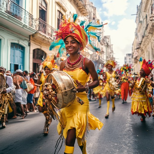 Immersed in rhythmic complexities, this festive afro cuban track encapsulates the joy and energy of a havana street party, driven by lively percussion and infectious dance rhythms.