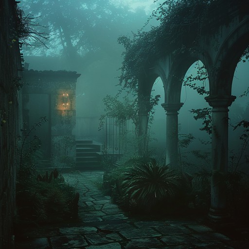 A haunting instrumental piece, haunted garden echoes weaves a chilling tapestry of sounds, combining elements from various cultural traditions. Sparse melodies from a theremin intertwine with unsettling percussion, eerie strings, and distant choral whispers, creating an unsettling yet captivating soundscape. The track ebbs and flows, creating a sense of disorientation and suspense, perfect for evoking the feeling of wandering through a ghostly, abandoned garden at twilight.