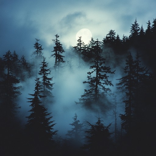 An instrumental piece featuring ethereal harp and ambient sounds, creating an atmosphere of tranquility and introspection as if walking alone through a silent, misty forest at midnight.