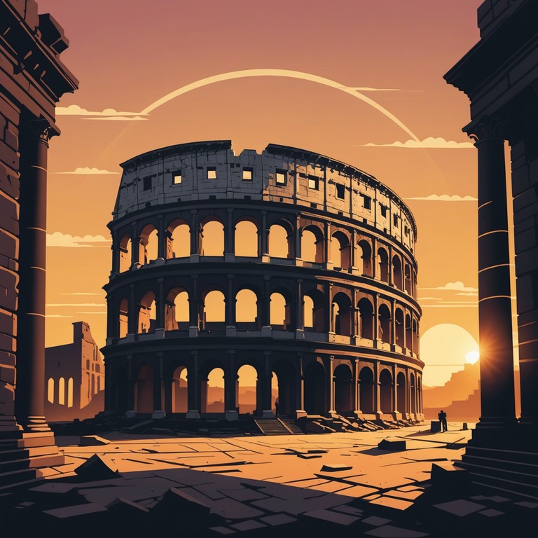 This track embodies the grandeur of ancient rome blended seamlessly with modern neoclassical elements, juxtaposing old world charm with contemporary dynamics. The music flows with powerful orchestral surges and delicate melodic pauses, suggesting a tale of timelessness and innovation.