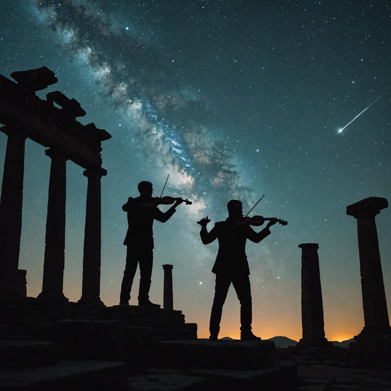 This track features an enigmatic violin that captures the essence of lost civilizations and ancient wisdom, painting acoustic portraits of time frozen landscapes and mythic stories long forgotten. The music guides listeners through a surreal journey into the past, revealing secrets carried by the wind and whispered by the earth itself.