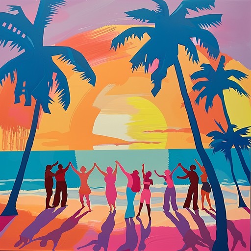 Imagine the ultimate beach party set under a golden sunset, where friends gather to celebrate life with rhythmic, vibrant music. This track blends infectious latin beats with playful melodies, creating an atmosphere that invites dancing and laughter. An open air fiesta replete with percussion, brass, and strings, encapsulating the energy and warmth of a tropical paradise.