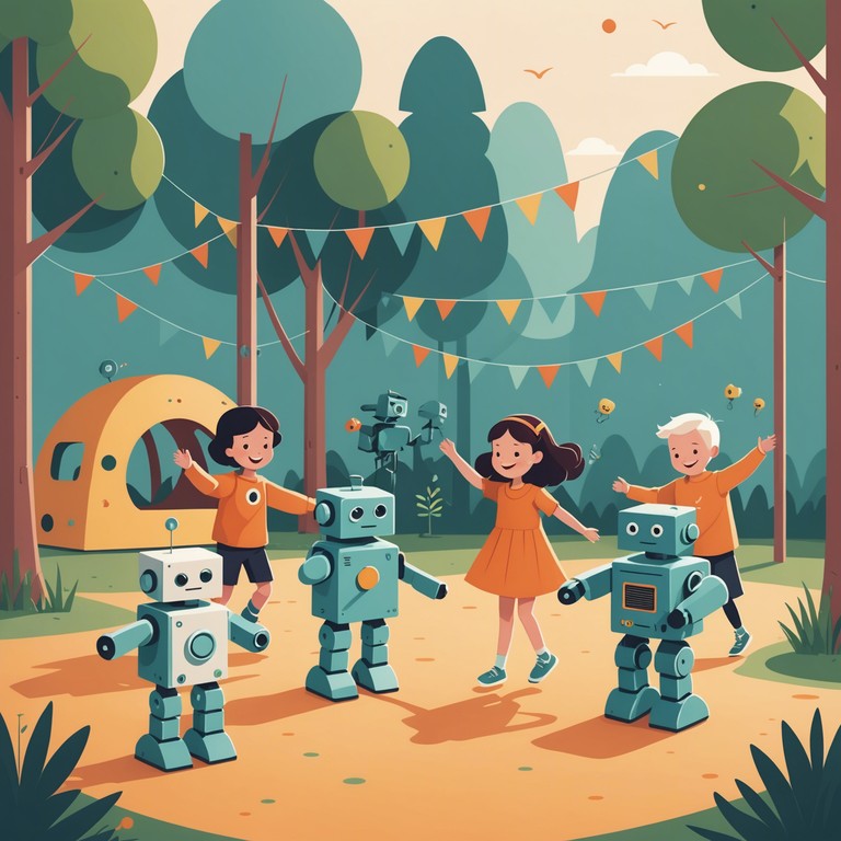 An engaging and vibrant techno track designed with kids in mind, using synthesizer sounds to create a dynamic and fun atmosphere for children to enjoy dancing and playing.