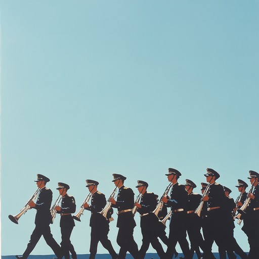 An energetic, uplifting instrumental piece with bold brass melodies leading a harmonious blend of percussion and strings, perfect for evoking the sentiment of a triumphant military parade. The track builds with layers of marching drums and uplifting harmonies, inspiring feelings of patriotism, unity, and hope.