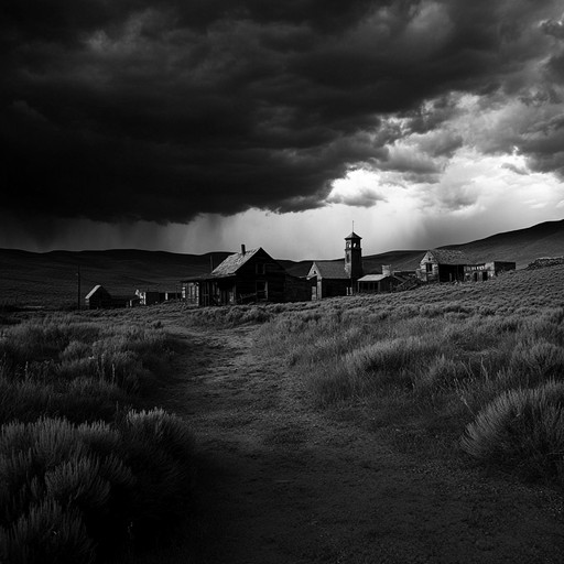 A chilling instrumental track capturing the desolation of the american badlands, filled with eerie twangs and hollow percussions. The music evokes a sense of menace as if danger lurks around every corner among the ghostly remnants of a forgotten era. Perfect for a dramatic, atmospheric experience.