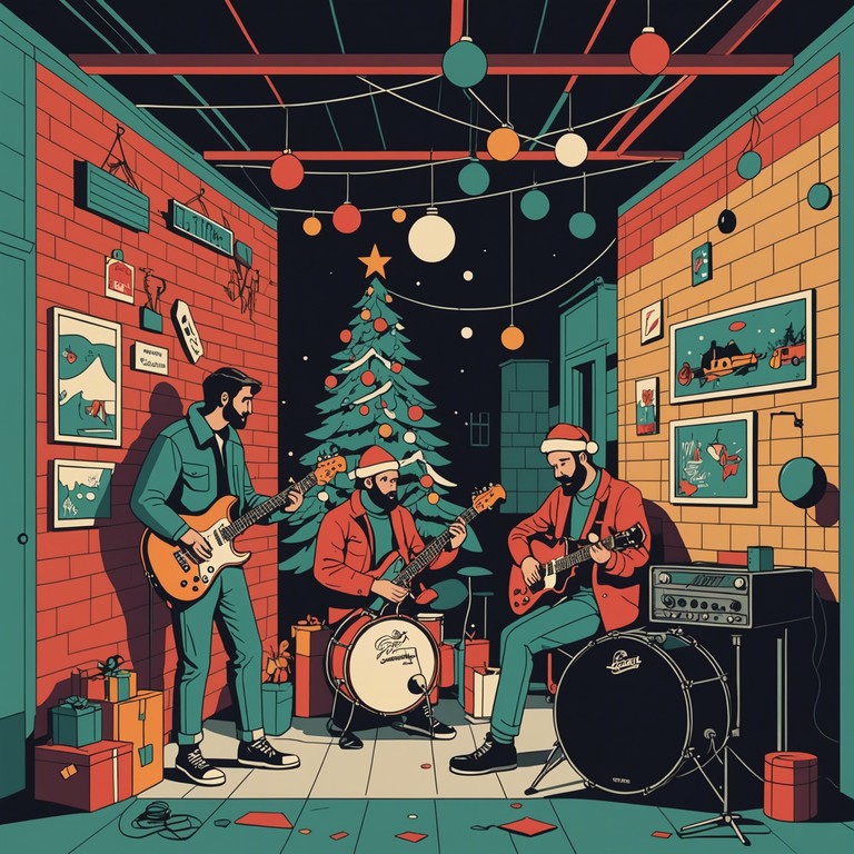 Imagine an alternate holiday season where punk rock rules, blending traditional festive tunes with gritty guitar riffs and a rebellious attitude. The sound is enriched with loud, proud guitar solos, speeding drums, and an infectious, uplifting energy that dares you to not have a good time.