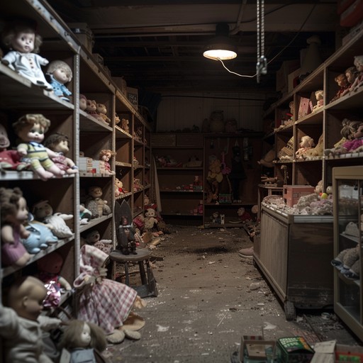 An eerie track featuring creepy, old toy sounds combined with unsettling melodies, evoking the feeling of wandering through an abandoned toy shop where memories from childhood haunt every corner