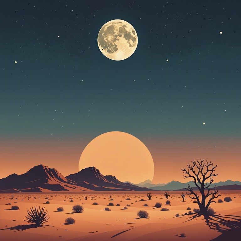 In this haunting instrumental piece, the echoes of sinister melodies float over barren middle eastern landscapes, encapsulating the mystery and fear associated with the vast, moonlit deserts. Haunting flute solos embody the eerie quietness of the night, synth layers suggest the chilling wind whispers, and the slowly building rhythm mirrors the uneasy steps of a wandering traveler under the shadowy moon.