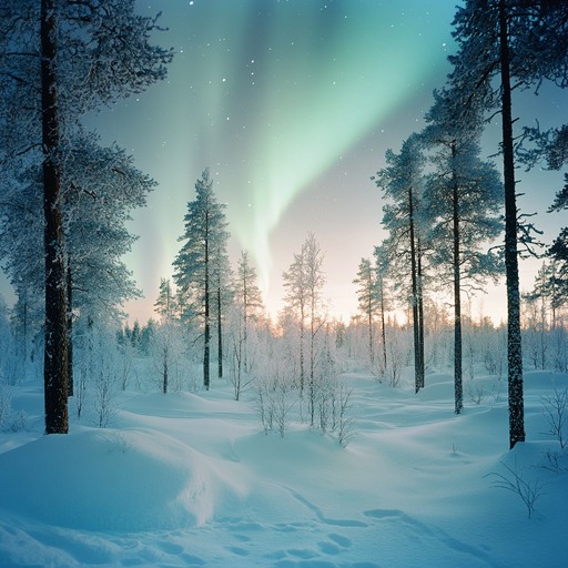 A soothing instrumental piece that takes inspiration from the stillness of finnish nature at night, with calming acoustic guitar tones that create a serene and reflective atmosphere under the glow of northern lights