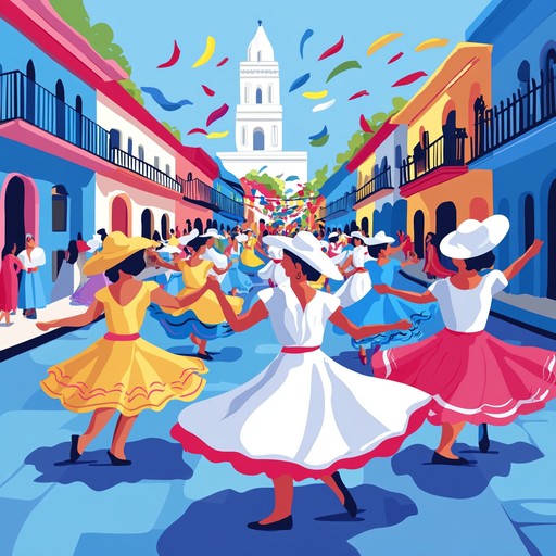 An exhilarating instrumental track featuring dynamic latin percussion and lively melodies, capturing the essence of a festive evening filled with dance, color, and culture in a tropical paradise.