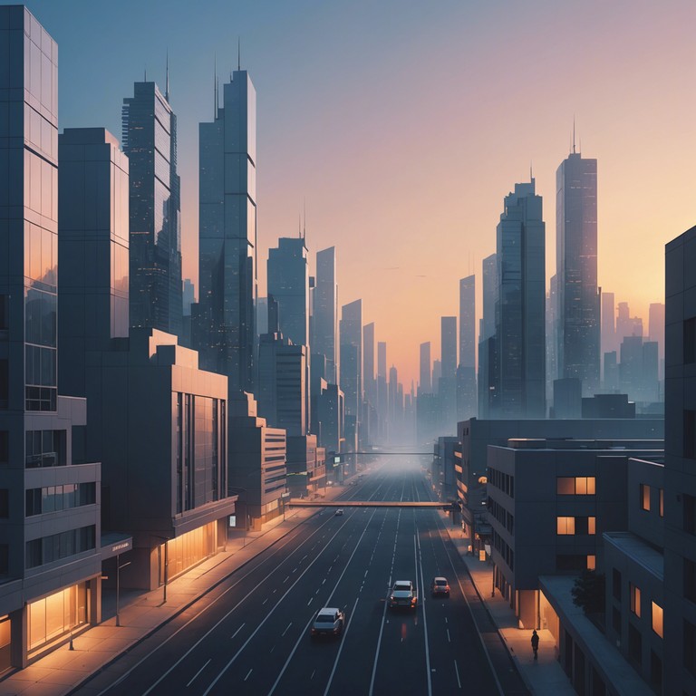 Imagine a city bathed in the warm glow of sunrise, entirely serene in its waking moments, conveyed through soothing synth melodies that promise a new beginning.