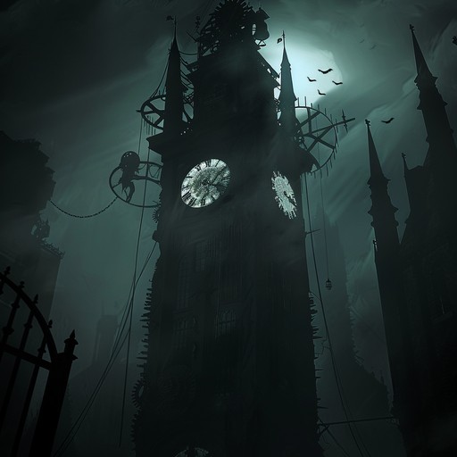 Dark, mechanical rhythms intertwining with unsettling whispers create a vivid sense of looming dread. Haunting chimes and clockwork sounds evoke a nightmarish atmosphere, making it perfect for a suspenseful journey into the unknown.