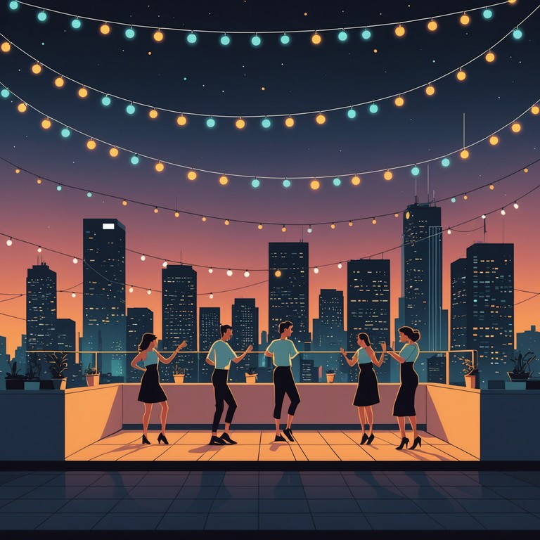 Imagine dancing through a mambo that intertwines the classic charm of the dance with a more contemporary, chic urban atmosphere. It's the sort of track that would be played at a glamorous rooftop party overlooking a bustling cityscape at night.