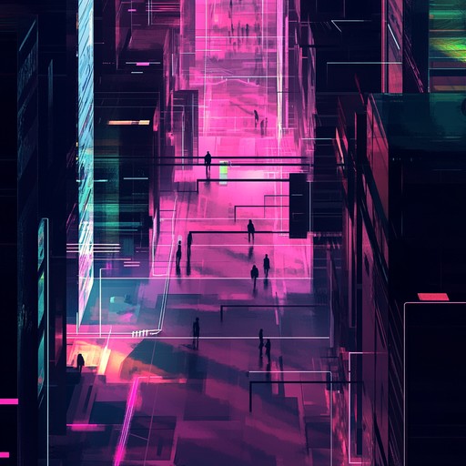 Explore a dark, futuristic cityscape with ominous basslines, glitchy synths, and unsettling atmospheres that evoke a sense of dread and curiosity