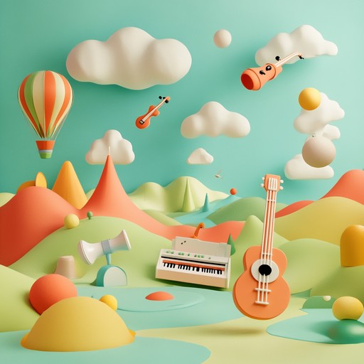 A lively instrumental track blending toy instrument melodies with vibrant electronic beats, creating a joyful and whimsical soundscape that evokes childhood wonder and imagination