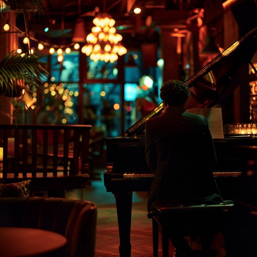 Experience a captivating blend of soulful and groovy rhythms that bring to life the luxurious ambiance of a late night jazz club. The smooth melodies and intricate harmonies create a euphoric sensation, perfect for a vibrant urban setting.