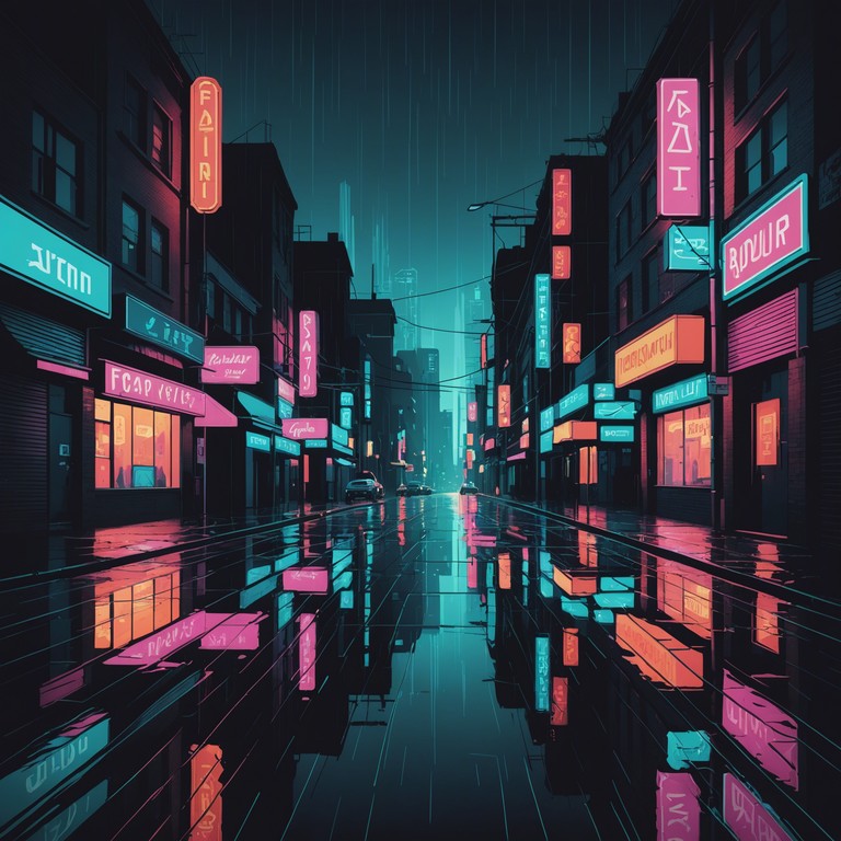 This track evokes the sense of isolation amidst the bustling, neon lit streets of a dystopian city. The music features a haunting electric piano melody, swirling synths, and distant, echoing beats, creating an atmosphere of introspective solitude in a digital landscape.