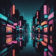 lonely streets under neon rain soundscape.