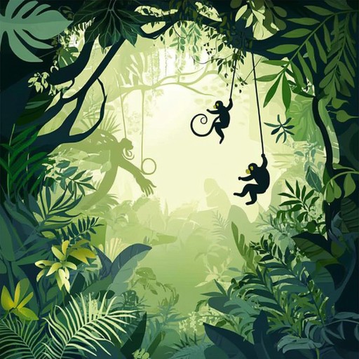 Step into a lively rainforest scene with a melodic tune filled with jungle bird calls, upbeat rhythms, and a touch of whimsy. This track masterfully merges exotic marimba melodies with nature sounds, providing a light hearted and gleeful auditory experience.