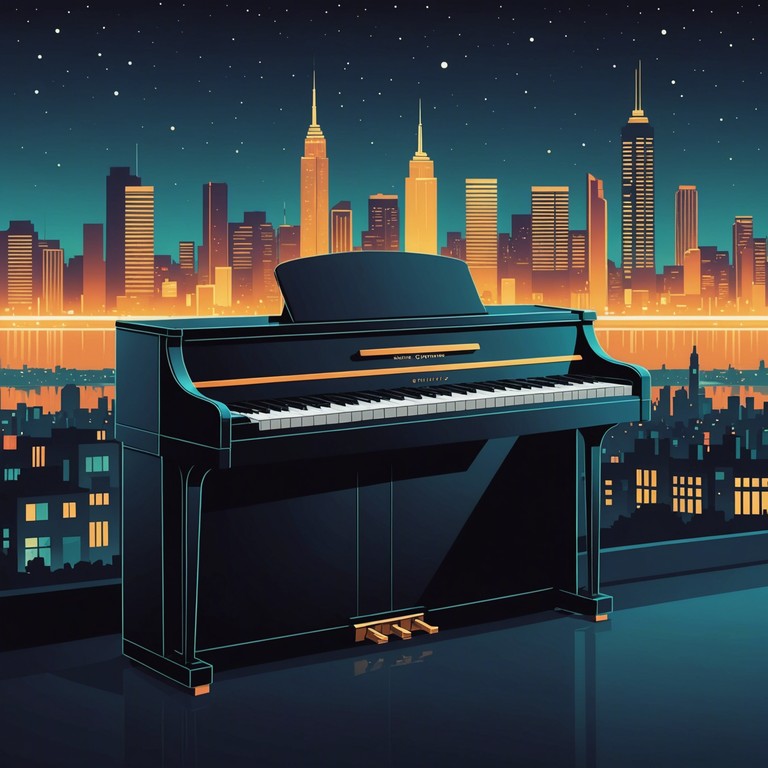 Imagine a serene journey through a city bathed in neon lights, where each soft note from an electric piano adds to the calm, almost reverent atmosphere, providing a counterpoint to the city’s pulse.