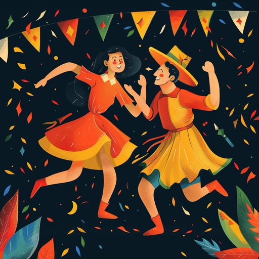 Lively and energetic forró rhythm perfect for dancing at a festive festa junina celebration, with a mix of traditional and modern instrumentation. The infectious accordion melodies, playful triangle and zabumba beats, and occasional vocal interjections create an irresistible atmosphere that will get everyone on their feet and moving.