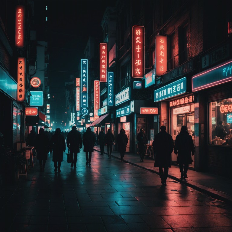 In this track, the gripping, ominous mood of a shadowy tokyo evening is captured using traditional japanese instruments with a modern twist. The soundscapes evoke a mysterious and slightly unsettling walk through bustling streets as the city's nightlife awakens with a sense of foreboding lingering in the air.