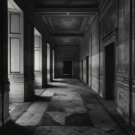 This track should use sparse instrumentation to evoke a sense of vast emptiness and solitude, reflecting the acoustic and emotional atmosphere of an abandoned space. The sounds should be intermittent and echoey, creating an eerie yet beautiful soundscape that lets each note resonate and fade into silence, as if absorbed by the walls of a long-forgotten hall.