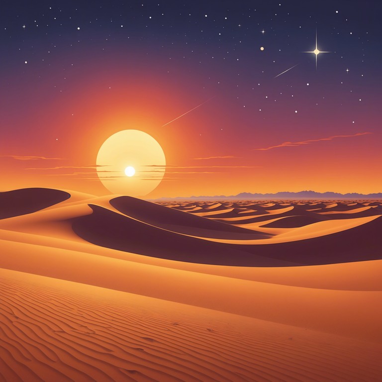 This song features a captivating oud melody, embodying the vast, tranquil expanse of a desert under a starlit sky. The music draws from traditional middle eastern sounds to transport the listener to a serene, ancient landscape, inviting a reflective and peaceful state of mind.