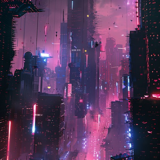 A vibrant track featuring glittering synthesizers that paint a bustling, futuristic cityscape. The music encapsulates the feel of neon lights reflecting off skyscrapers and the rhythmic pulse of city life, blending electronic elements with ambient textures to create an immersive listening experience.