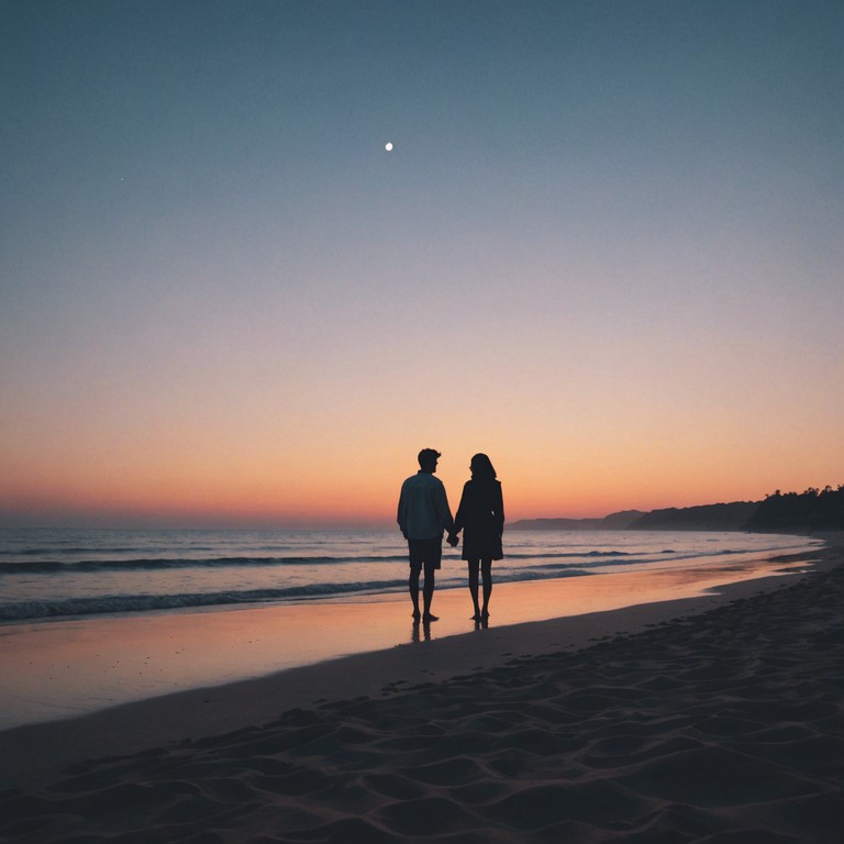 Imagine the sun dipping below the horizon, its final rays casting golden hues across a deserted beach where two lovers walk, the soft plucking of a classical guitar narrates their untold story, perfectly capturing the scenes of their intimacy and the palpable romantic energy in the air.