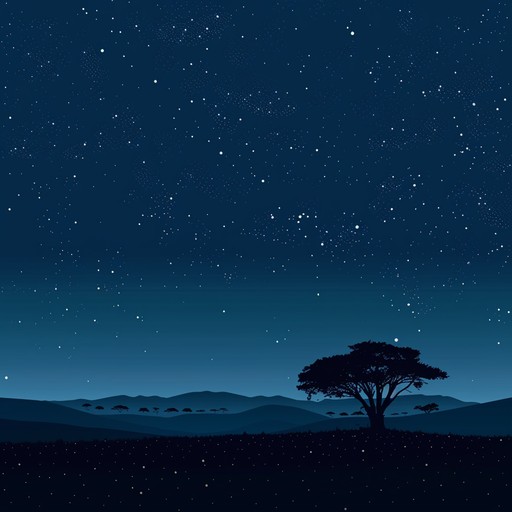 In this evocative piece, deep tribal drums resonate under a vast starlit sky, capturing the essence of an ancient ritual unfolding on the african savanna. The music slowly builds, weaving a story of mystery and respect for nature's unspoken secrets.