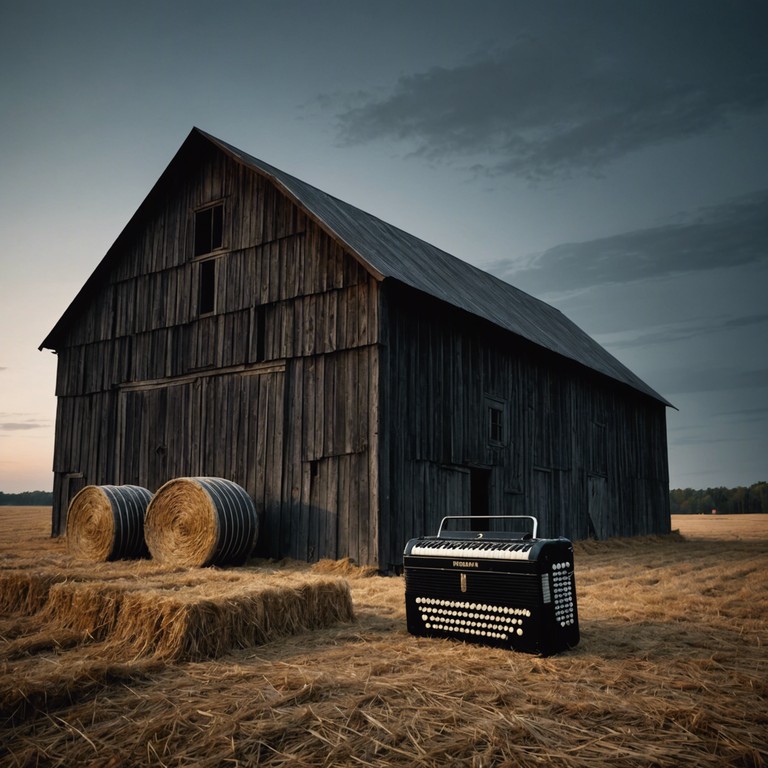 As the sun sets, the once cheerful tunes of a brazilian farm transform. An accordion plays melancholy chords combining with whispered winds creating an unnerving experience of being watched. The music mimics the sensation of uneasy solitude in the vast, open farmland with a spectral twist.