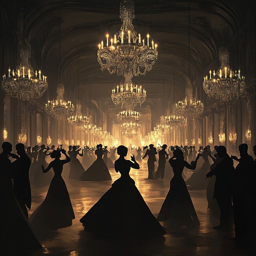 A high spirited instrumental waltz that transports listeners to a bustling midnight masquerade ball, filled with swirling dancers, glittering chandeliers, and an air of mystery and excitement