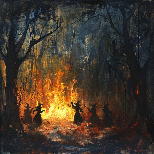 A frenetic instrumental piece filled with mystical and eerie folk elements, capturing the essence of a moonlit gathering of folklore witches. Using banjo and other percussions, it creates an atmosphere of intense and captivating energy.