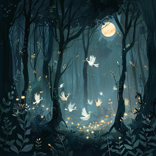 Picture a charming and magical tune filling the air in a lively woodland outing, where the echoes of flute melodies mix with the sounds of nature. This piece feels like an invitation to dance with fairies and forest creatures, radiating joy and whimsy in every note, perfect for setting a scene of enchanting delight.