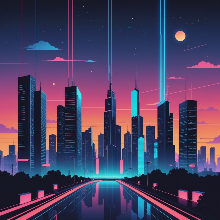 This track blends luminous synth melodies with punchy electronic beats to create a soundscape that represents a utopian cyberpunk future, filled with hope and progressive vibes. It captures the essence of a neon lit cityscape where technology and human aspirations meet in harmony. The dynamic is energizing yet smooth, providing a sonic journey through a digital paradise.