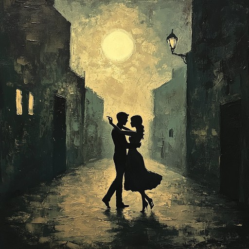 An elegant tango piece exuding mystery, set against the backdrop of a moonlit night. The haunting melodies intertwine with the rhythm, creating a profound sense of enigma and allure. The nocturnal soundscape enhances the atmosphere, making it an enchanting experience.