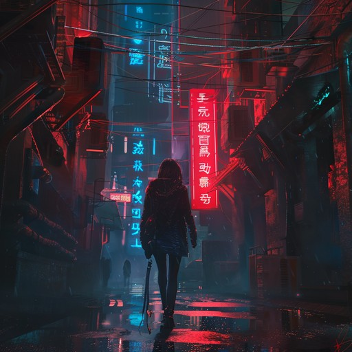 Immerse yourself in the gritty, neon-lit streets of a futuristic metropolis with this moody, atmospheric electronic composition. Pulsing basslines, glitchy synths, and haunting melodies intertwine to create a sense of unease and mystery, capturing the essence of a dystopian cyberpunk world.