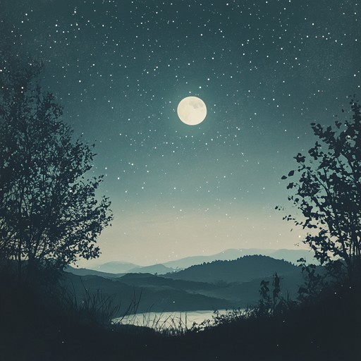 Immerse in a serene experimental journey under the moonlight, enveloped in dreamy and tranquil melodies mixed with ethereal sonic textures, crafting a perfectly calming and awe inspiring soundscape.